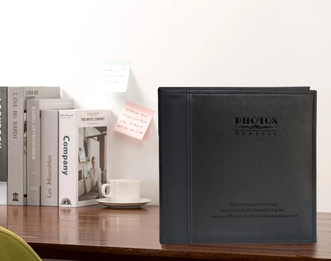 Magnetic Self-Stick Page Photo Album, Family Album, Leather Cover, Hand Made DIY Albums Holds 3x5, 4x6, 5x7, 6x8,8x10 Photos (Black, Large)