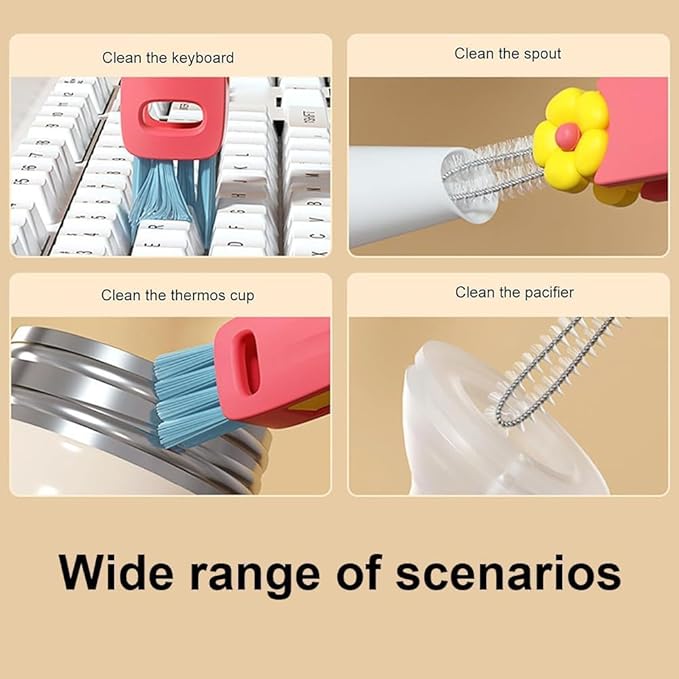 Upgraded 3 in 1 Cup Lid Cleaning Brush, 2025 New Multifunctional Lid Cleaner Brush, Bottle Cleaner Brush for Coffee Cups Lid Gap, Home Kitchen Crevice Cleaning Brush Tools