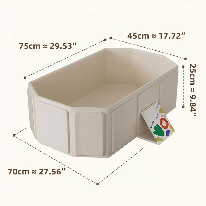 Collapsible Bathtub 29.5×17.7×9.8 in with Drain Plug Foldable Bath Tub for Toddlers and Pets Easy to Store Lightweight for Home, Outdoor or Travel (White)