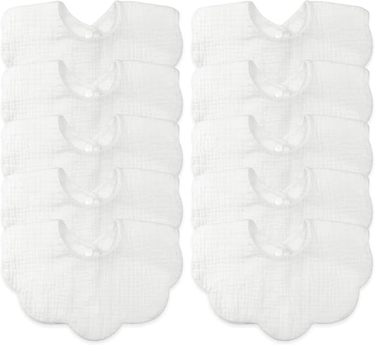 Baby Bibs Muslin Bibs for Baby Girl Boy for Drooling and Teething 10 Pack