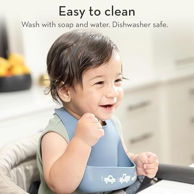 Bella Tunno Little Bites Bib – Silicone Baby Bibs for Infant Girls and Boys Ages 3-12 Months, BPA Free Soft Silicone Bib