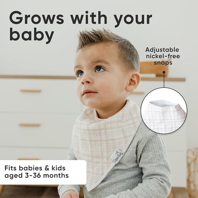 Copper Pearl 4 Pack Soft Cotton Baby Bibs for Drooling and Teething, Absorbent Drool Bibs for Baby Girl and Boy, Adjustable to Fit Newborns to Toddlers, Tons of Styles (Bogey)