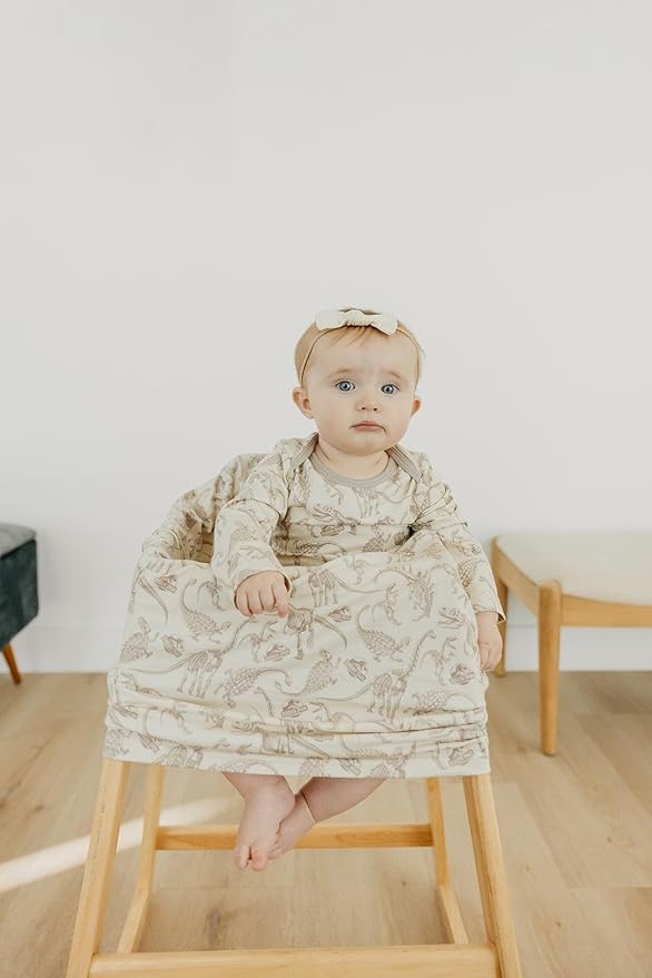 Copper Pearl Baby Car Seat Cover Canopy and Nursing Cover Multi-Use Stretchy 5 in 1 Gift 'Jurassic Park Fossils' - One Size