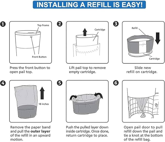 Adult Diaper Liner Refills Compatible with Janibell Akord 280 Slim Model Adult Diaper System, A Single Liner Pack Will Last for Over 550 Briefs Using, 6 PACK