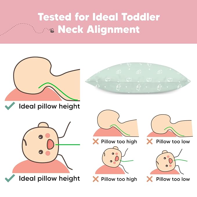 KeaBabies 2-Pack Toddler Pillow 13x18 - Soft Organic Cotton Kids Travel Bed Pillows for Sleeping, School, Nap, Machine Washable, Toddlers 2 to 5, Pillowcase Sold Separately (Bunnies)