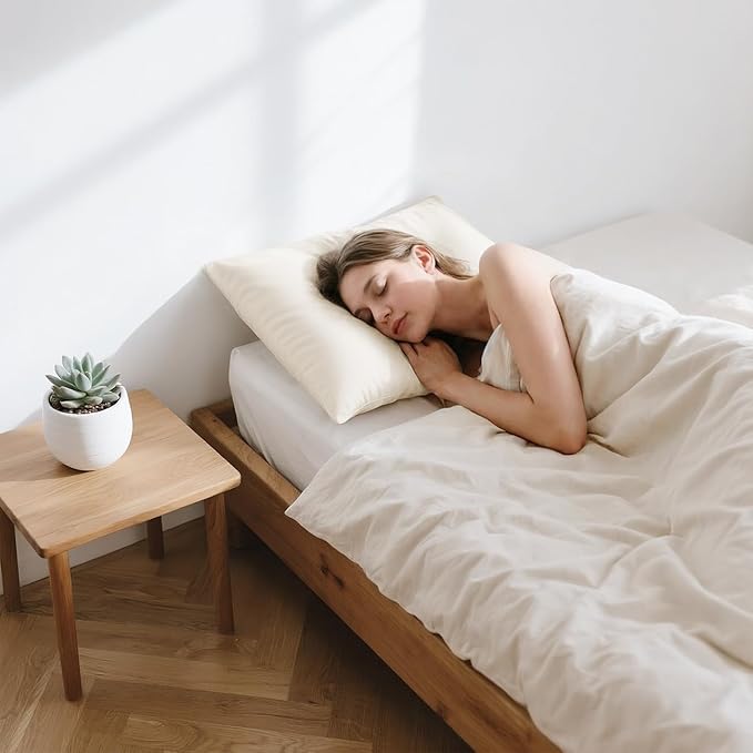 LOFE Organic Pillow with Pillowcase - 20x26 Youth Pillow with 100% Organic Cotton Shell, Adjustable Loft Organic Standard Plilow, Machine Washable, Soft, Perfect for Youth&Adults