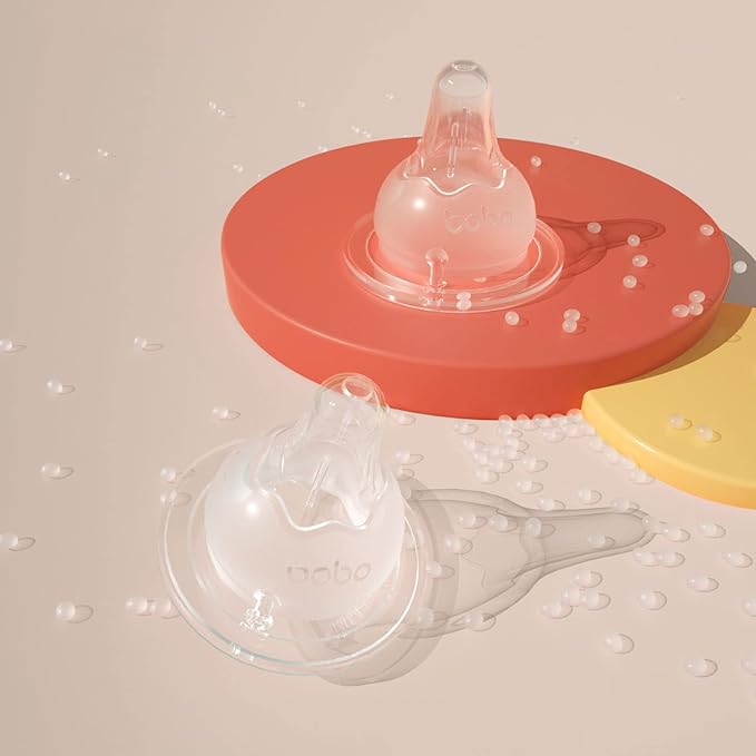 YOHKOH Natural Glass Baby Bottle with Natural Response Nipple, Newborn Anti-Colic Baby Bottles, Wide Neck Mushroom Cap Baby Bottle, Clear (8.8ounce (Pack of 4), Blue1)