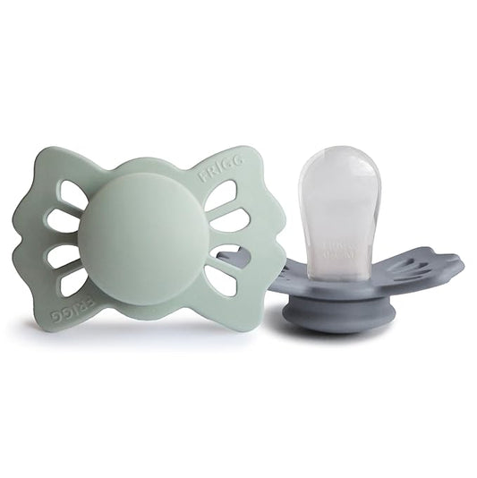 FRIGG Lucky Symmetrical SilkySoft Silicone Baby Pacifier | Made in Denmark | BPA-Free (Sage/Great Gray 0-6 Months)
