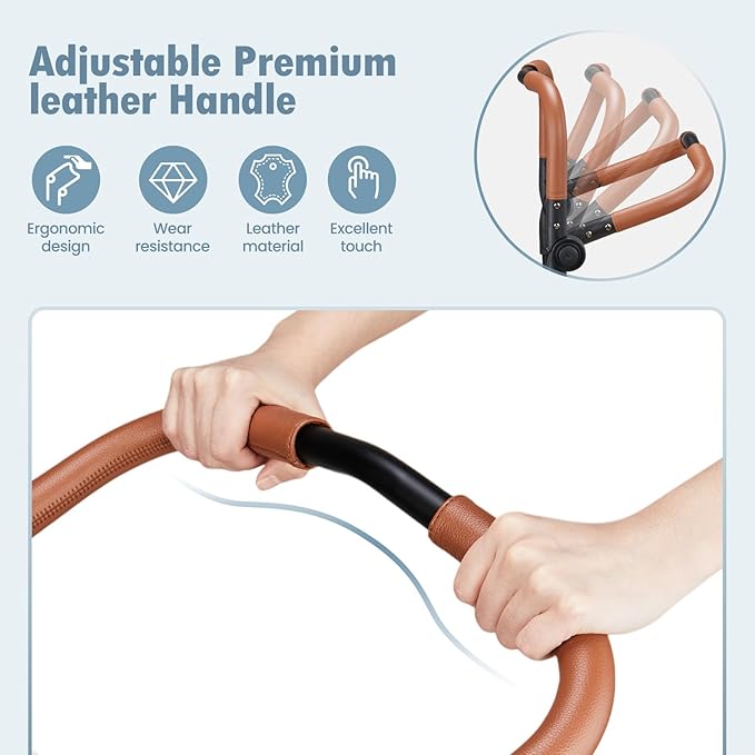 Wagon Stroller for 2 Kids, High Seat & 5 Point Harness, Foldable All-Terrain Wagon for Toddler with Canopy, Parent Organizer, Shoulder Bag, Adjustable Handlebar, Ultimate Double (Gray)