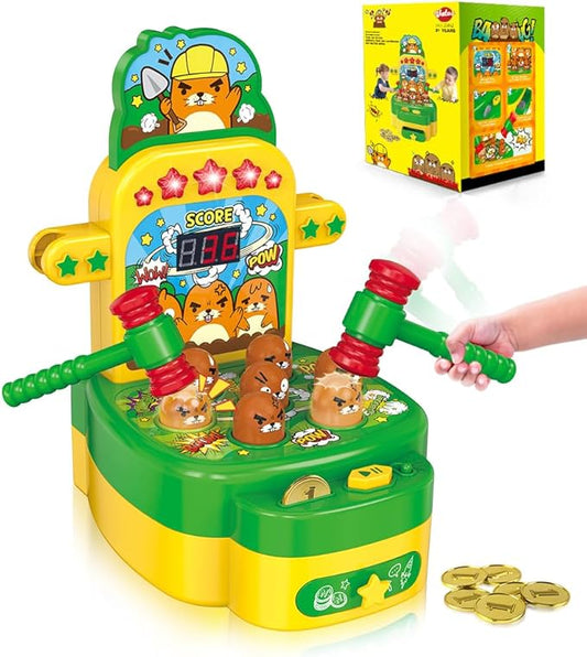 VATOS Hammer Game, Mini Electronic Arcade Game with 2 Hammers, Pounding Toys Toddler Toys for 3 4 5 6 7 8 Years Old Boys Girls, Developmental Toy Interactive Toy