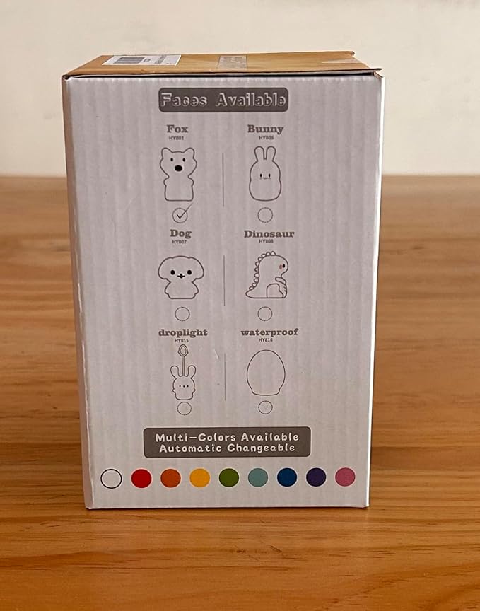 WHA&DARREN Fox Night Light for Kids, Portable, Baby Lights, Rechargeable Silicone Baby Night Light, Girls and Boys Animal Lamp, Kawaii Lamp