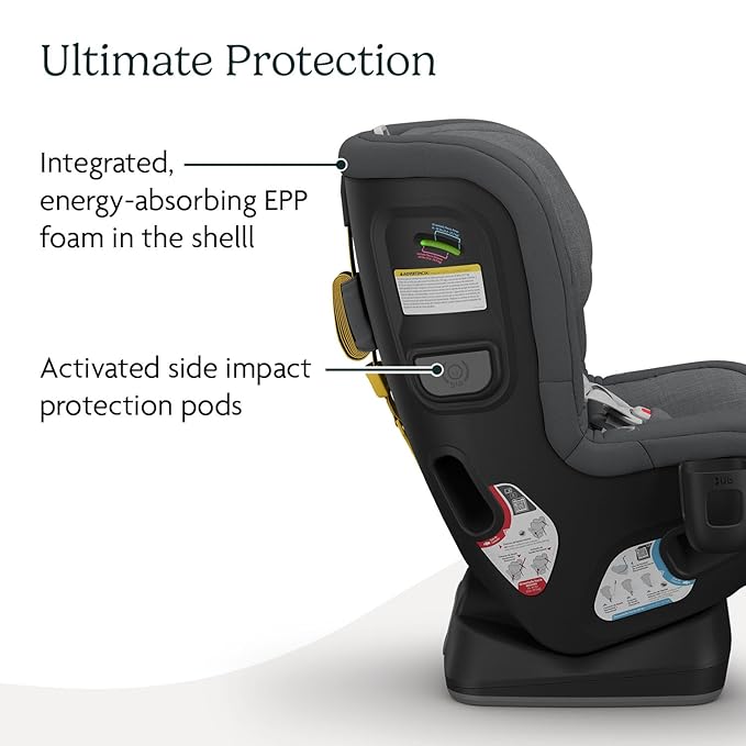 UPPAbaby Rove Convertible Car Seat - 2-in-1 Rear + Forward Facing - Quick + Secure 3-Step Install - Intuitive Safety Technology + Comfort Features - Cup Holder Included - Greyson (Grey Mélange)