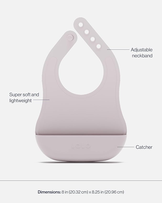 Lalo First Bites Silicone Baby Feeding Set - Baby Led Weaning Supplies - Non-Toxic Silicone - Includes 1 Bib, 2 Spoons, Training Cup, Suction Plate and Bowl - 6 Pieces - Lavender