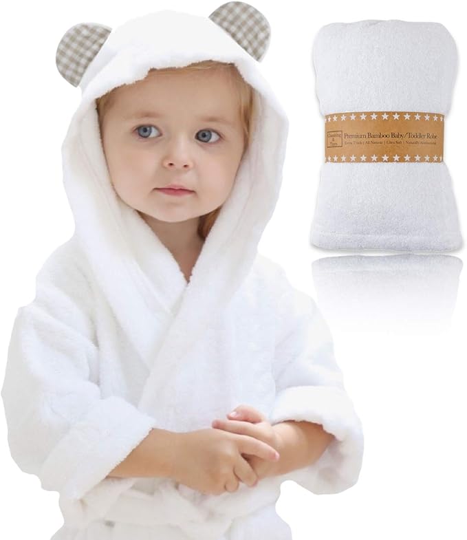 Channing & Yates - Premium Baby Robe - Toddler Robe - Organic Bamboo Hooded Bathrobe Towel - Thick & Soft