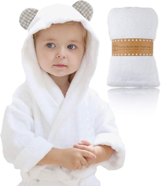 Channing & Yates - Premium Baby Robe - Toddler Robe - Organic Bamboo Hooded Bathrobe Towel - Thick & Soft