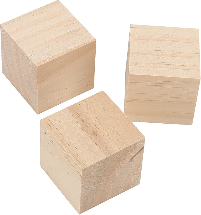SOUJAP 30 Pack 2 Inch Wood Cubes, 5cm DIY Wooden Blocks, Unfinished Pine Wood Blocks for Craft, Art