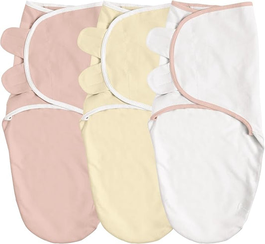 GLLQUEN BABY Swaddle Blankets for Baby Girl & Boy, Easy Adjustable Sleep Sack, Newborn Swaddles for 0-3 Months, Baby Sleep Sack, Pink & Yellow Tone, Swaddling Blankets 3 Pack Wrap Set
