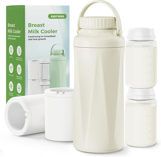 22oz Portable Breast Milk Cooler Bottle-Breastmilk Chiller for Outdoor Travel Mom, Keeps Milk Fresh Cooling for 24 Hours,Breastfeeding Essentials with 2pcs Bottle for Breastmilk Storage