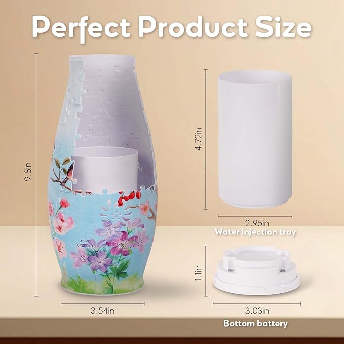3D Puzzle Vase for Adults, 3D Puzzle Vases for Flowers, 152 Pcs 3D Puzzles Art Vase for Kids Ages 8-13, Cute Unique Flower Vases Decoration with Night Light, Crafts for Adults(Bird)