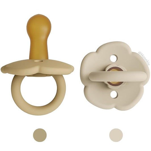 Moonkie Pacifiers Set of 2 | One-Piece Design Baby Pacifier with Large Air Holes | BPA-Free Silicone | Safe for Babies 6 Months+