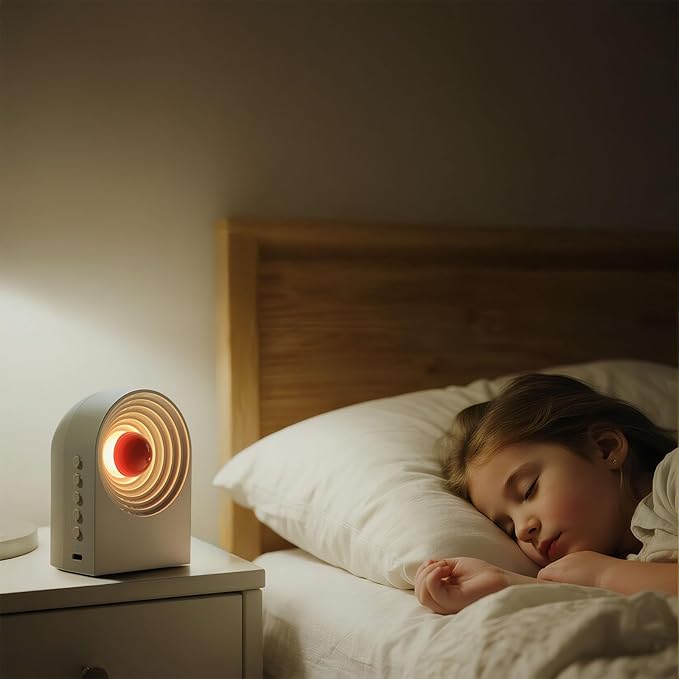 Sleep Aid & Focus White Noise Machine – 8 Soothing Sounds & 4 Ambient Lights | 12H Playtime,Bluetooth for Travel & Office, Sleek Desk Gift,White