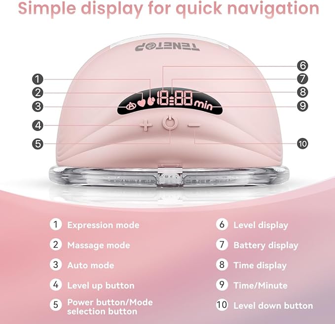 Electric Breast Pump, 1Pcs Wearable Hands-Free Breastfeeding Pump with 12 Adjustable Suction & 3 Mode, Portable Milk Extractor for Pain-Free, Quiet and Efficient, 19/21mm Insert Flange