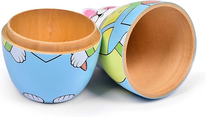Russian Nesting Dolls, Stacking Wooden Handmade Matryoshka Dolls, 5 Pcs 6 ''Tall Animal Nesting Easter Eggs Toys for Kids Toddlers Birthday or Home Decoration Gift (Rabbit)
