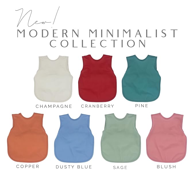 BapronBaby Minimalist Dusty Blue Bapron - No Neck Tie Safer Bib for Baby & Toddler - Soft Waterproof Stain Resistant - Machine Washable - Sz Preschool 3-5yrs