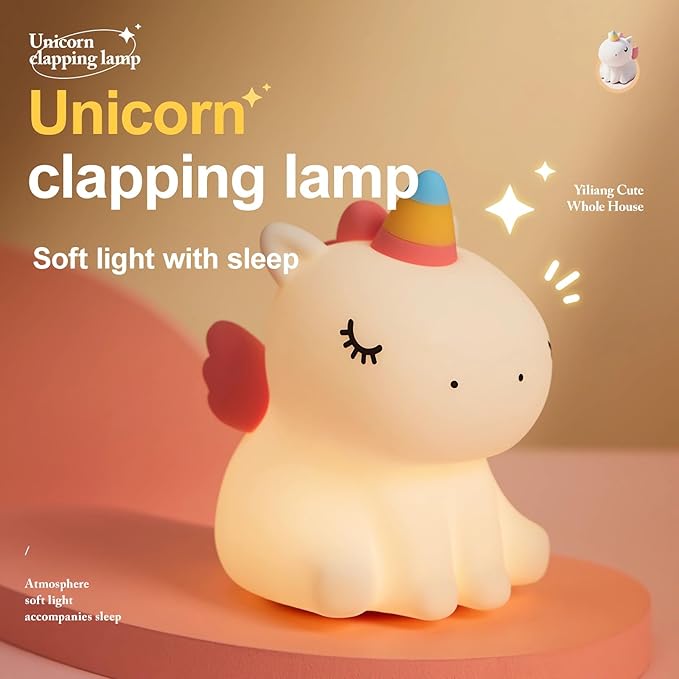 Night light for kids,Cute Unicorn Lamp, 3-Level Dimmable USB Rechargeable Lamp with Timer, Soothing Animal Toy for Nursery Bedroom Dorm Decor, Gift for Boys Girls Teens Adults (Birthday Christmas)