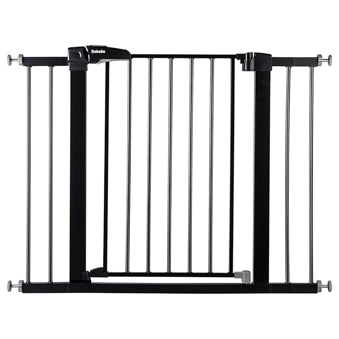 BABELIO 36-57" Extra Wide Baby/Dog Gate, Auto Close for The House, Stairs and Doorways, Pressure Mounted for Pet with Large Walk Thru Door, No Need Tools and Drilling, Black