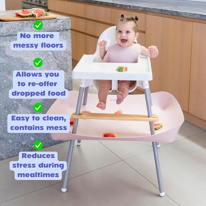 CATCHY -Food Catcher- Compatible with IKEA Antilop High Chair + 11 Other High Chairs -Highchair Sold Separately- Baby & Toddler Food & Mess Catcher -Premium Linen Inspired- Under High Chair Accessory