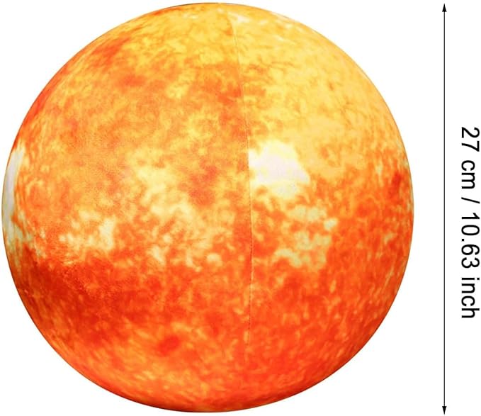 Ultra-ealistic 3D Planet,Moon,Earth,The Sun,Pillow Plush Toys,for Kids Teens Adults, for Teachers and Parents, Educational Toy Learning, 10.6 in (The Sun)