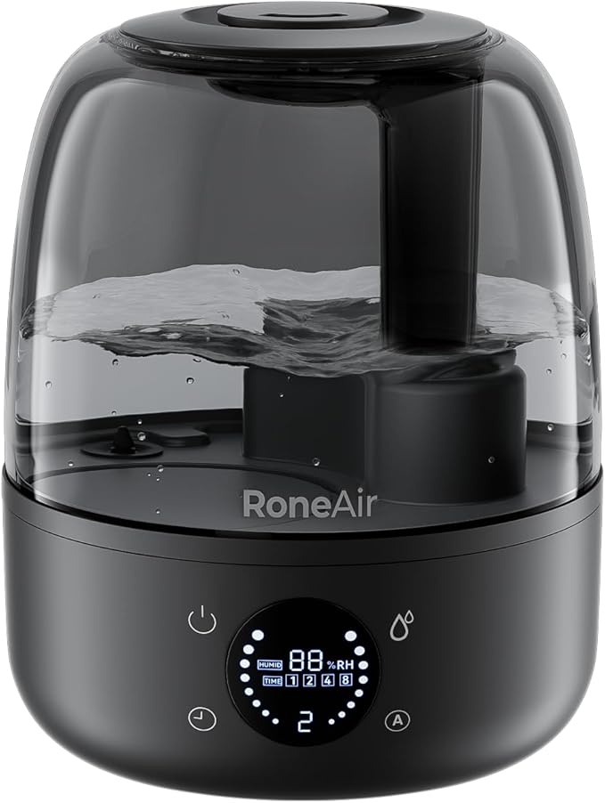 Humidifiers for Bedroom Large Room Home, 3L Cool Mist Humidifiers for Baby Nursery & Plants, Ultrasonic, Oil Diffuser, Timer, Auto Shut-Off, 360° Nozzle, 26dB Quiet, Automatic Mode