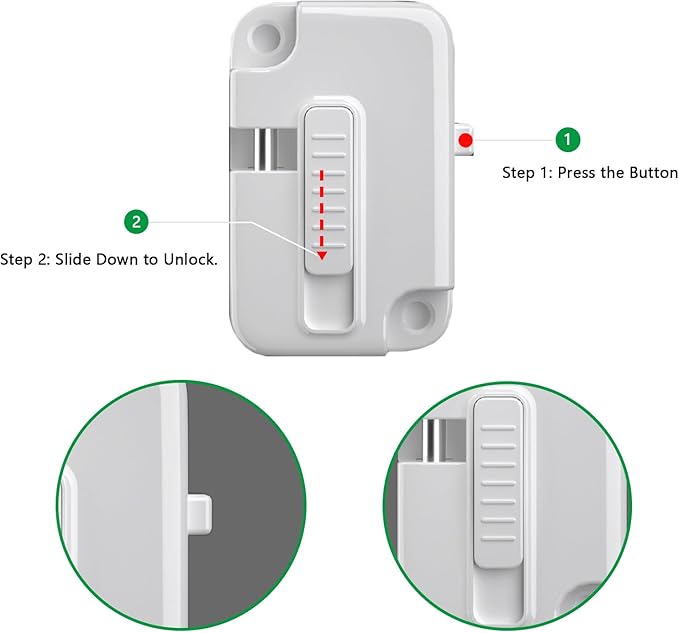 Cabinet Locks for Babies (2 Pack), Heavy Refrigerator Lock, for Fridge, Cabinets, Drawers, Dishwasher, Toilet, Window and Child Locks for Cabinets, Strong non-marking Adhesive No Drilling