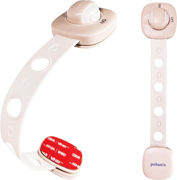 Fridge Lock Refrigerator Locks for Kids Proof Cabinet Locks Baby Proofing No Drill Installation, Heavy Duty Child Safety Latches for Kitchen Drawers&Oven Doors, Adjustable 2-15cm (Pink 2Pack)