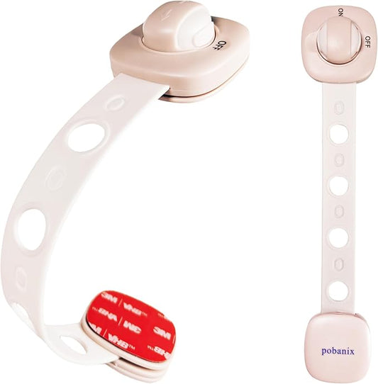 Fridge Lock Refrigerator Locks for Kids Proof Cabinet Locks Baby Proofing No Drill Installation, Heavy Duty Child Safety Latches for Kitchen Drawers&Oven Doors, Adjustable 2-15cm (Pink 2Pack)