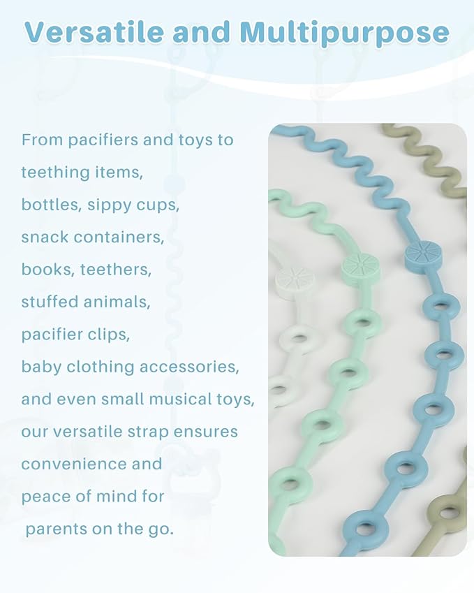 Toy Straps for Stroller, Silicone Baby Tether Pacifier Clip, No Throw Travel Leash for High Chair, Car Seat (Boy-3 Pack)