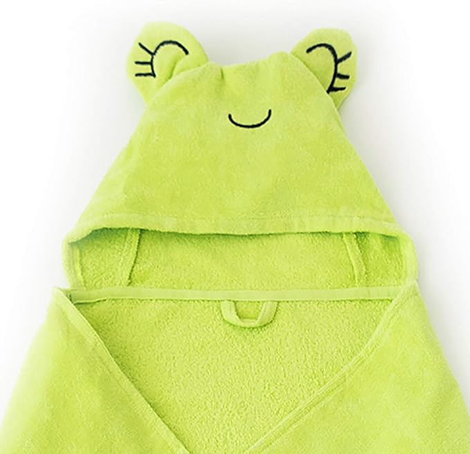 Milk&Moo Baby Hooded Towel, 100% Organic Turkish Cotton, Ultra Absorbent Bath Towel with Hood, 27x47 Inch, for Baby Boys & Girls (0-2 Years, Green)