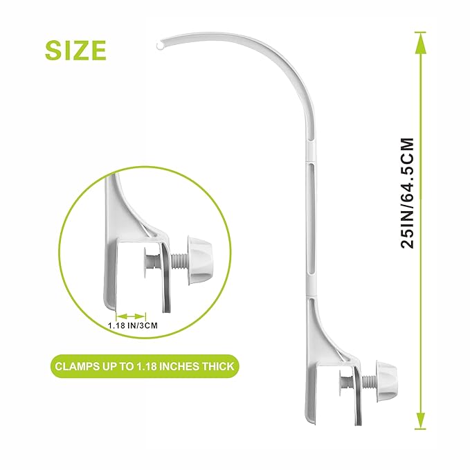 24 inch Crib Mobile Bed Bell Frame arm Bracket, Double nut Screw Fixing Frame -DIY Toy Decoration Bracket (Stand Without Music Box)