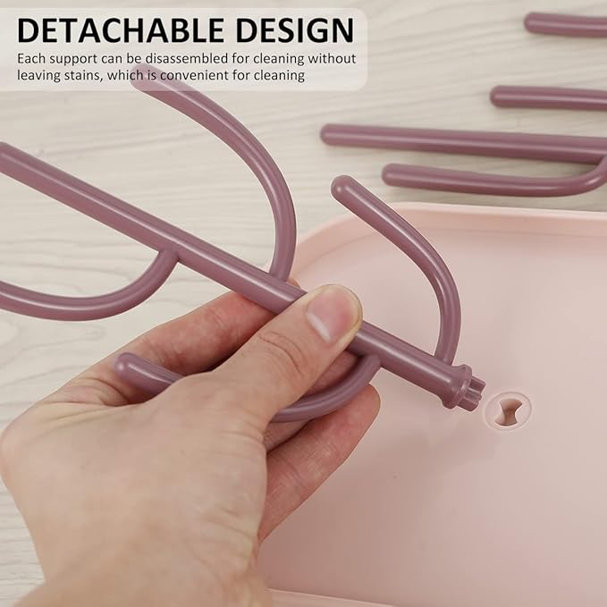 Baby Essentials,Bottle Drying Rack,Baby Bottle Drying Rack,Drying Rack for Kitchen Counter,Detachable Bottle Dryer Holder with Base.for Nipples,Cups,Pump Parts and Accessories(Pink)