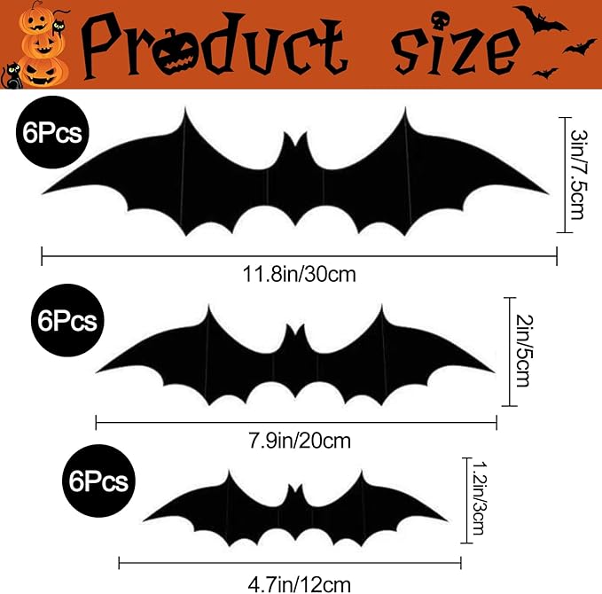 36 Pcs Halloween Wall Decor 3D Led Bats Spiders Wall Stickers Removable Light Up Spiders Bats Decals for Indoor Outdoor Window Door Halloween Party Decorations