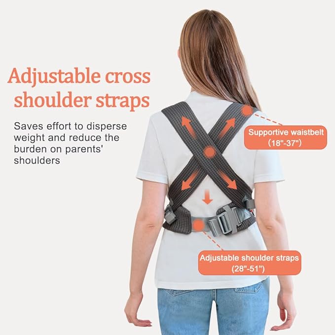 Baby Carrier, Cozy Toddler Carrier, Ergonomic Baby Carrier Newborn to Toddler with Head Support, Dark Grey
