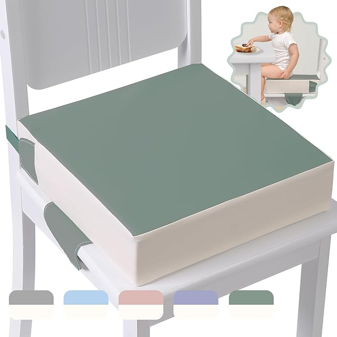 Booster Seat for Kitchen Chair with Adjustable Straps, Toddler Booster Seats for Dining Table Portable for Travel Camping Eating, Booster Cushion for Table for Baby Child Infant Kid Boy Girl