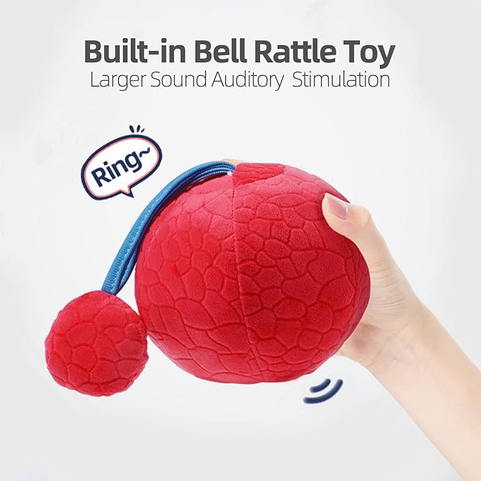 Jollybaby Soft Plush Stuffed Red Oball with Rattle Toys for Infant Baby 0-3-6 Months, High Contrast Sensory Rattles Teething Ball Toys for Baby, Newborn Boy Girls Shower Gifts