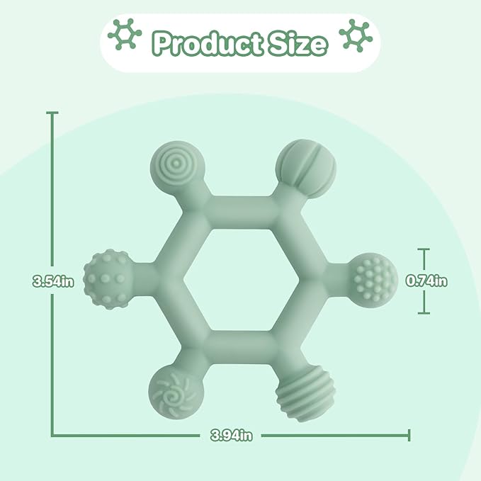 3 Pack Baby Teething Toys, BPA-Free Silicone Baby Teether Toys Teething Relief, Chew Toy for Babies 6-24 Months (Green & Blue & Pale Pink)