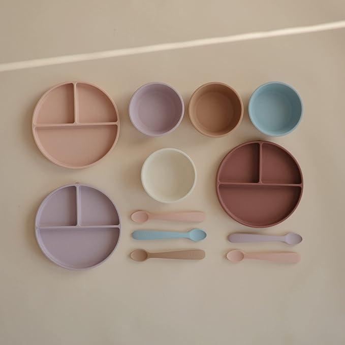 mushie Silicone Suction Bowl | BPA-Free Non-Slip Design (Cloudy Mauve)