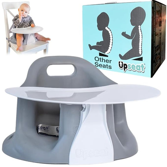 Upseat – The Original Ergonomic Baby Floor & Booster Seat with Tray, Developed with Physical Therapists for Upright Posture & Healthy Hip Development, 4–24 Months, Dishwasher-Safe Extra-Large Tray