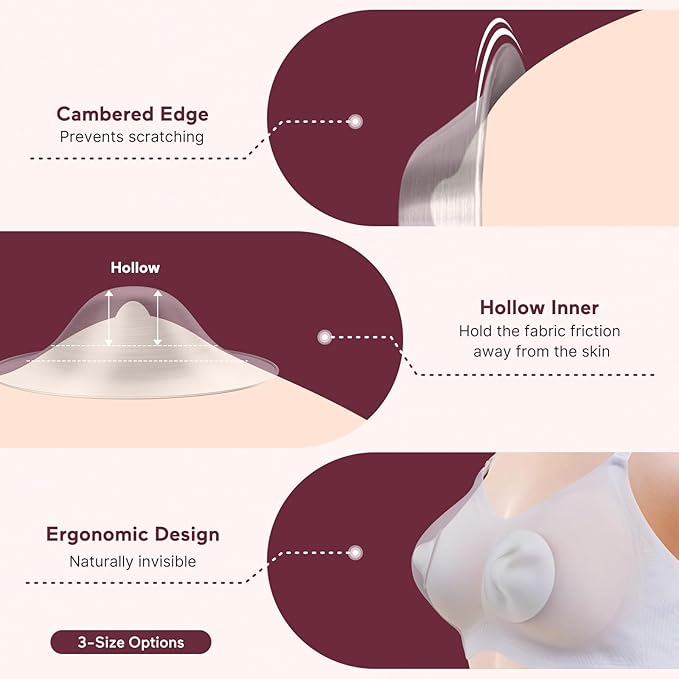 Momcozy 999 Silver Nursing Cups, Hole-Free Design, 999 Silver Nipple Shields, Breastfeeding Essentials, Silver Nipple Shields for Breastfeeding Newborns, Metal Nipple Shields,XXL Size