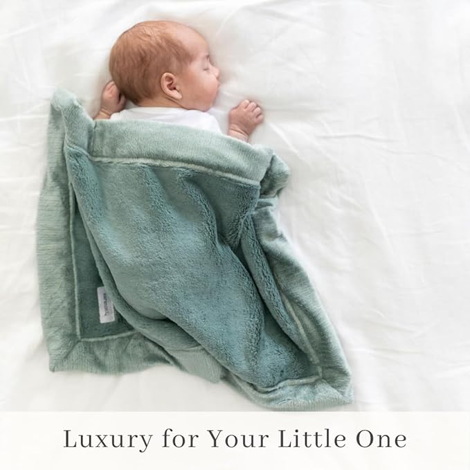 SARANONI Luxury Security Blankets for Babies | Ultra-Soft Lush and Boutique Quality Baby Blanket | Eucalyptus, Mini - 15" x 20"