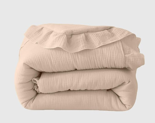 100% Cotton Muslin Crib Comforter/Quilt,Ultra Soft Cozy Reversible Baby Blanket,All Season Toddler Blankets for Boys and Girls, Machine Washable,41"x48"